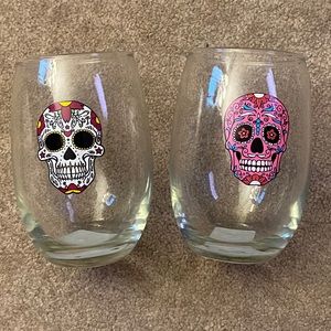 Sugar skull wine glasses